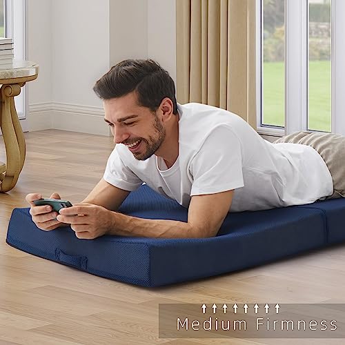 Jamdok 75 X 30 X 3 Inch Foam Folding Sleeping Pad,Trifold Mattress,Machine Washable Mesh Cover,Cot Size Floor Mattress Topper,Guest Bed for Adult,Camping Mat