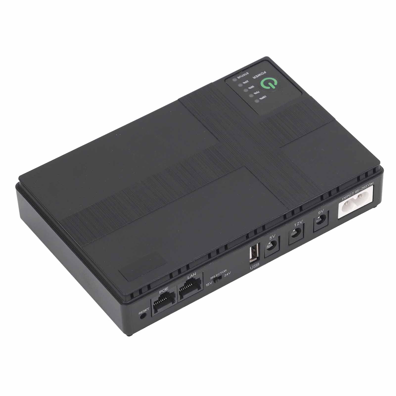Wakects Mini USV Unterbrechungsfreie Stromversorgung 10400mAh 18Wh DC 5V 9V 12V USB POE 15V 24V mit Dual-Input Intelligentem Schutz für Router Modem Überwachungskamera (EU-Stecker)