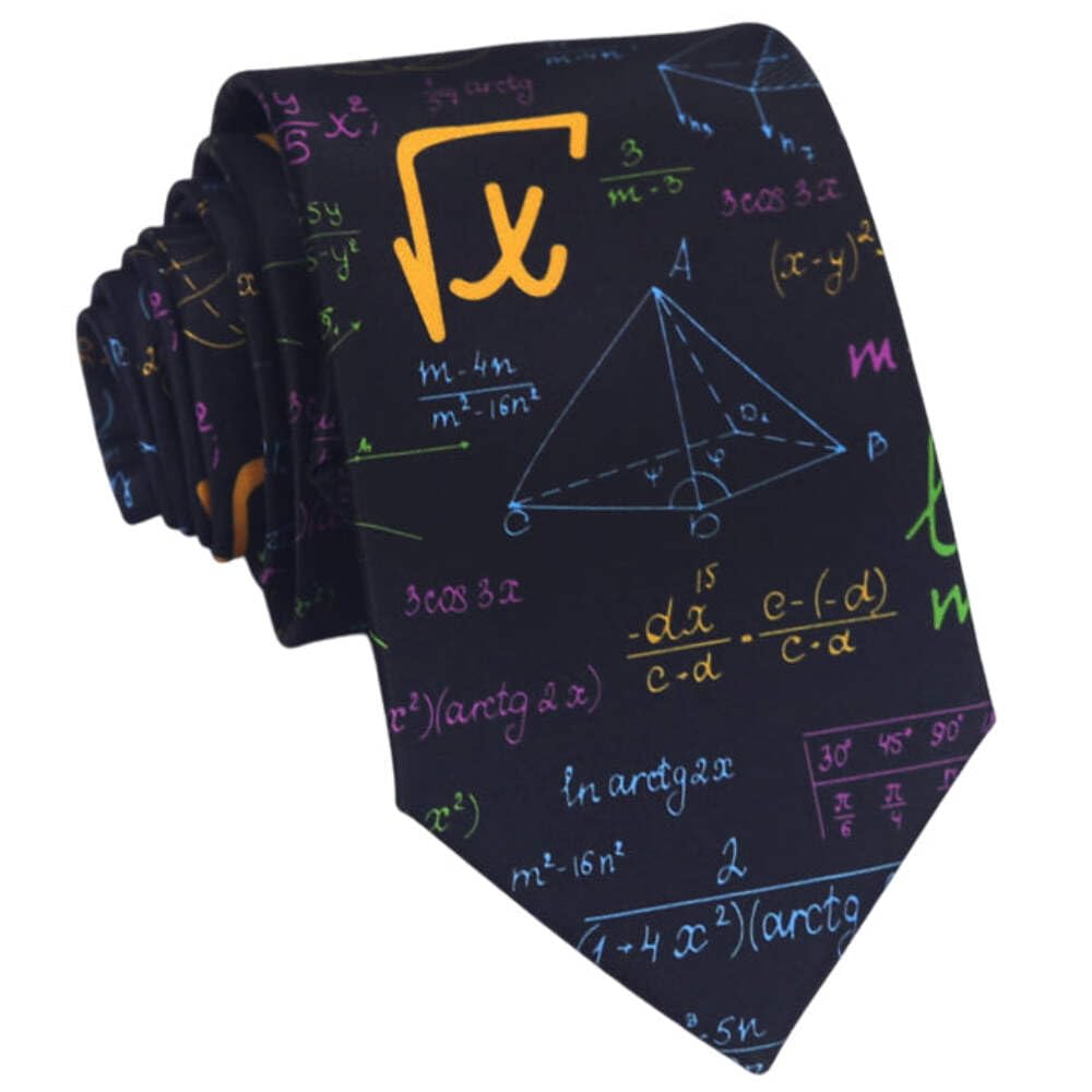 Texture Ties Men's Black Maths Teacher Mathematic Equations Tie