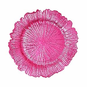 Simply Elegant Coral Reef Plastic Charger Plate | Service Plate for Parties, Dinner, Weddings, Quinceaneras and Events | 13 inch Diameter | Magenta- Gloss Finish | Set of 24