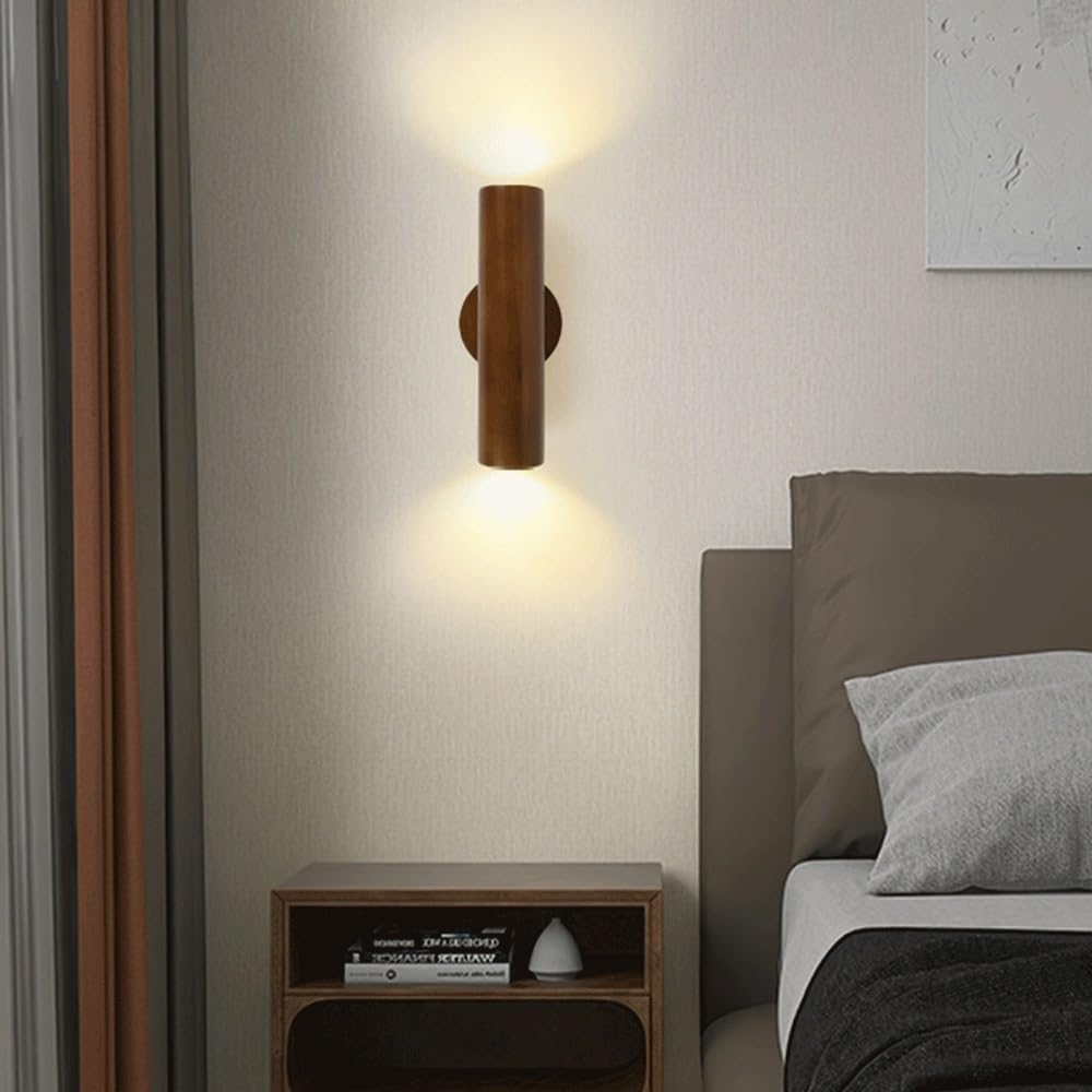 Applique Murale de Chevet LED Bois Massif Lampe Réglable Chambre Salon