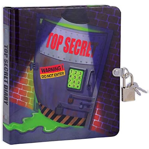 MOLLYBEE KIDS Top Secret Lock and Key Diary for Children, Measures 5.5 x 6.25 Inches, 208 Lined Pages Cover