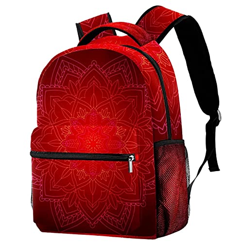 Sac à dos de voyage enfant avec motif mandala floral et poche filet gourde