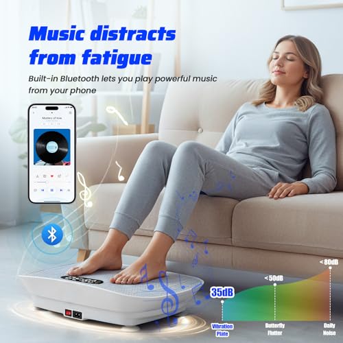 Image of Vibration Plate Exercise Machine, 10 Auto Programs & 10 Manual Levels Vibration Platform for Weight Loss /Lymphatic Drainage, 450lbs Capacity Vibration Board with Resistance Bands for Full Body Workout