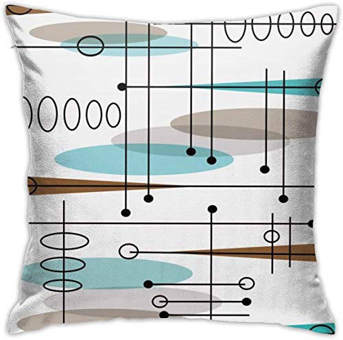 DZGlobal Mid Century Pillow Covers 18 x 18 Set of 4 Midcentury Modern Throw Pillow Cover Teal Grid Pillowcase Atomic Stars Bursts Orange Pillow Cases Home Decor Cushion Covers - Image 6