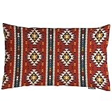 Swono Geometric Pattern Throw Pillow Cover Traditional Ethnic Tribal Texture Ornament Colorful Geometric Pattern Cotton Linen Decorative Rectangular Pillowcase for Sofa and Bed Couch 12'X20'