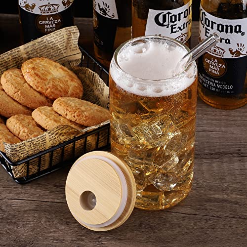 Image of Glass Cups with Lids and Straws, 16oz Drinking Glasses, Iced Coffee Cups, Glass Tumbler with Lid, Great for Soda Boba Tea Cocktai (1 PACK)