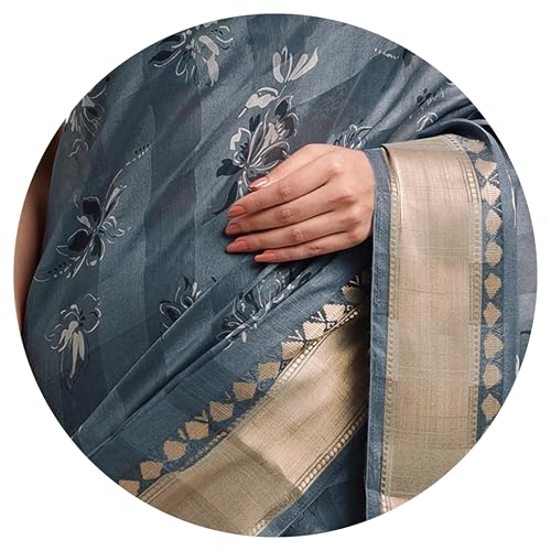 Image of MIRCHI FASHION Women Saree Cotton Blend Kalamkari Printed | Comfortable Office and Regular Daily Use Sari with Unstitched Blouse Piece