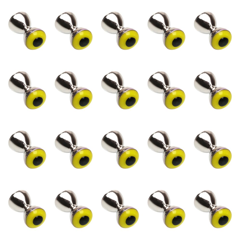 MiOYOOW Fly Tying Dumbbell Eyes, 50Pcs Barbell Fishing Eyes Fly Tying Barbell Eyes Streamers Beads for Fly Fishing Materials Made