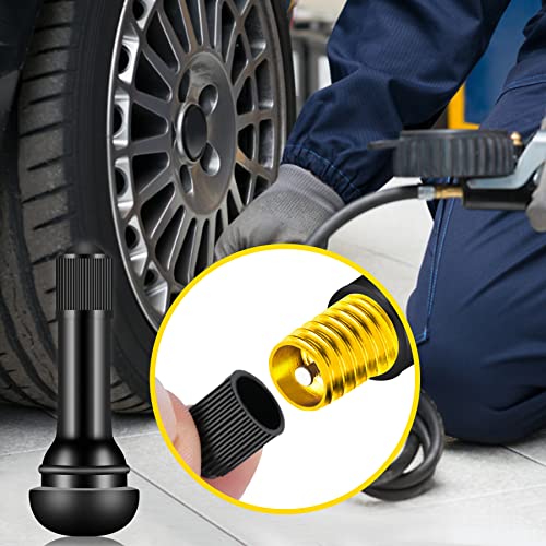Image of Tire Valve Stems Rubber Black Rubber Snap-in Valves,Tubeless Valve Stems Suit for 0.453 inch Rim Holes on Standard Vehicle Tires (150pcs(TR412-150pcs))