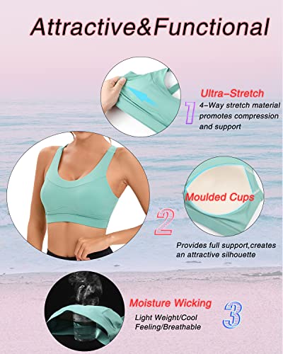 Image of RUNNING GIRL High Impact Sports Bras for Women,Racerback Running Bra Workout Crop Tank Tops Longline Sports Bra Push up