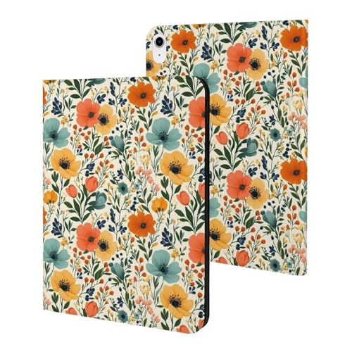 Coque iPad A16 11 2025 fleurs colorées pour le bureau et la maison