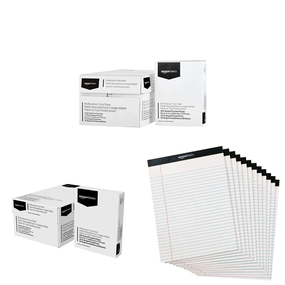Amazon Basics Multipurpose Copy Printer Paper 10 Ream Case Multipurpose Copy Printer Paper 8 Ream Case Wide Ruled