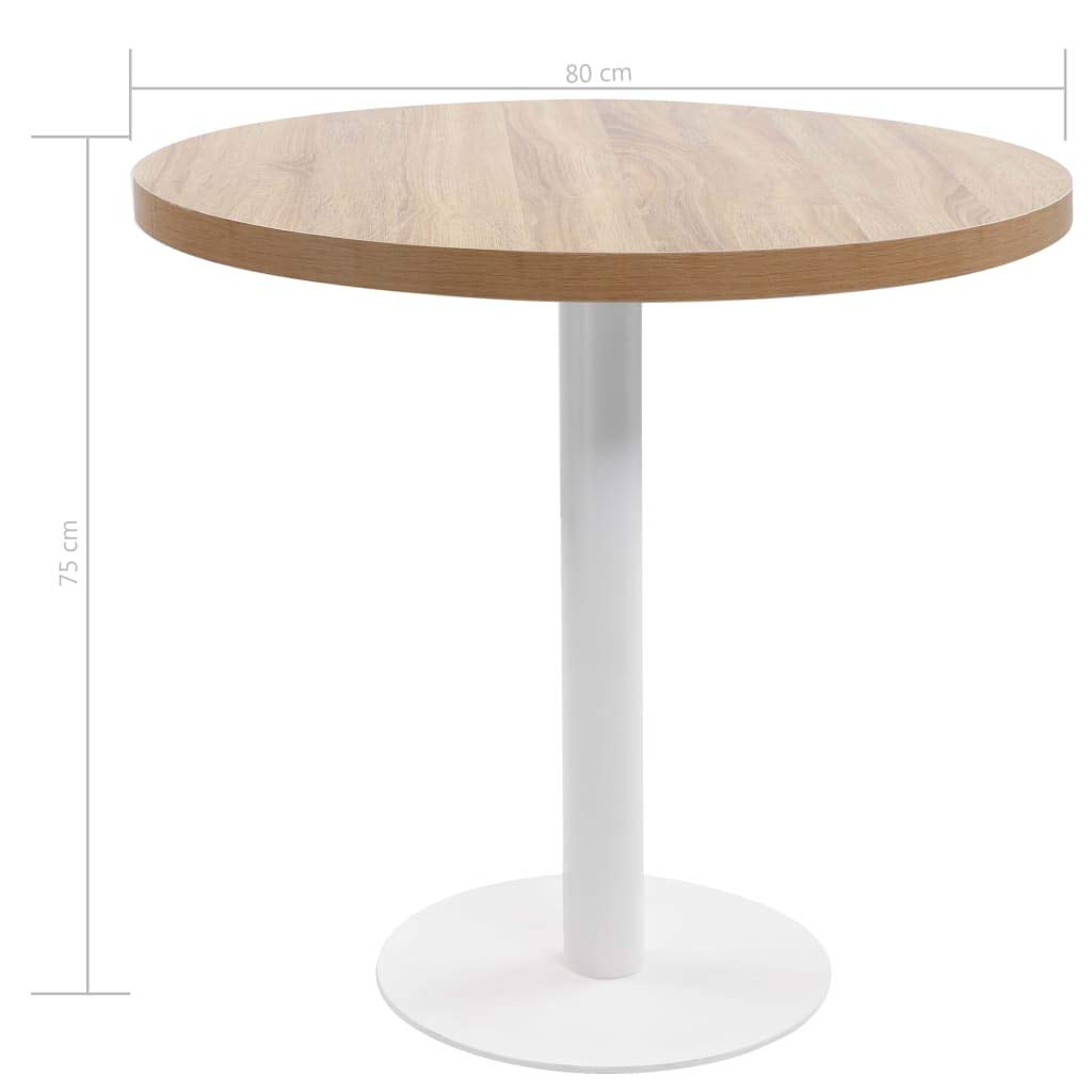 Tavolo rotondo da bistrò, 80 cm, MDF, marrone chiaro | Gambe in acciaio, panno umido, per ristorante, caffetteria, bar, facile da montare
