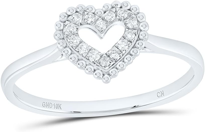 Jewels By Lux 10K Yellow Or White Gold 1/12Cttw Natural Diamond Cn Fashion Heart Ring