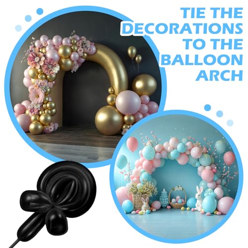 Image of 10 Pack 3.5 Inch Balloon Arch Clips 100 Pcs 260 Long Balloons Kit | 3.5 Inch Large Heavy Duty Clip, Plastic Transparent, Black 260 Long Balloons, For Arch Backdrop Garland, Long Twisting Decor