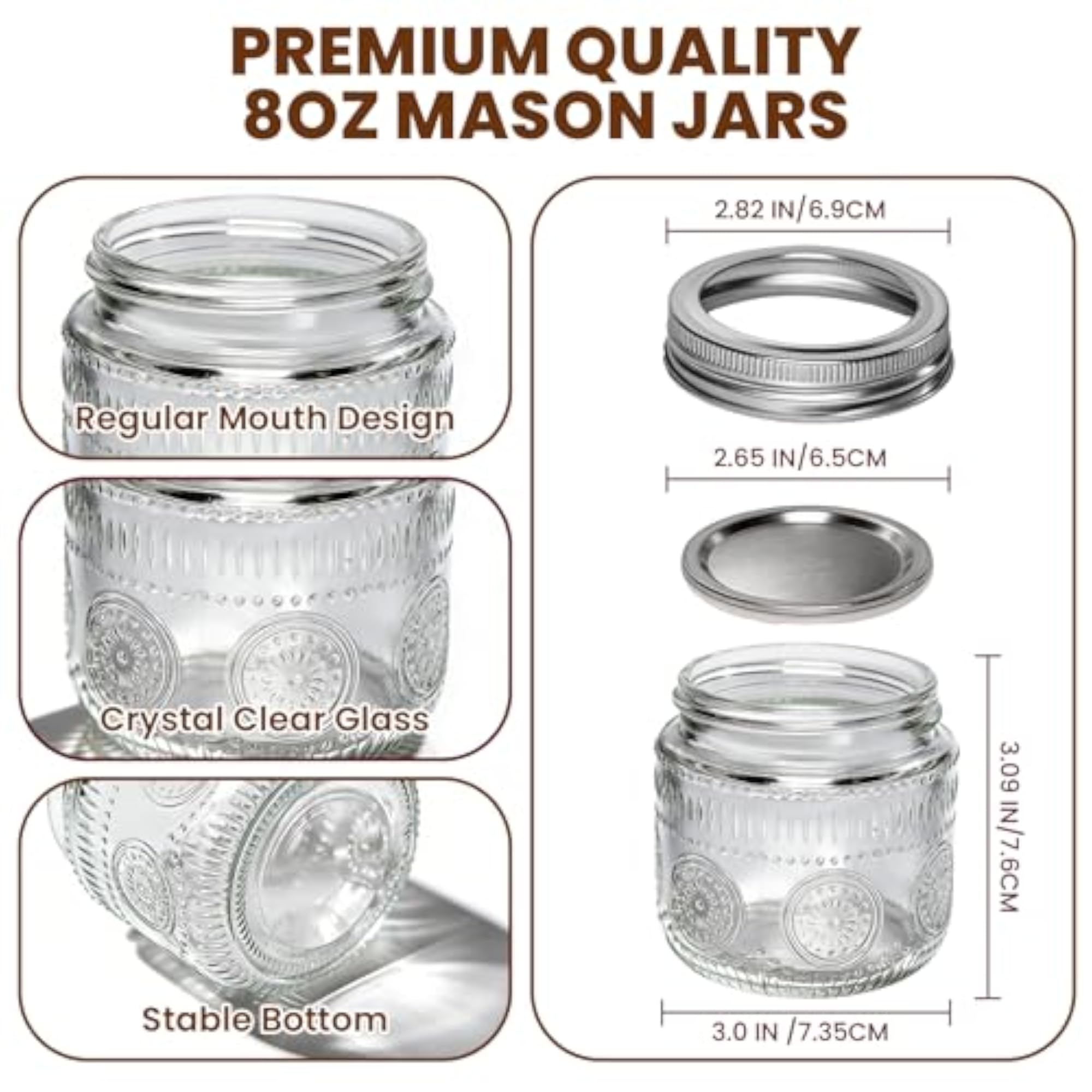 8oz Mason Jars (2 Pack) for Storage