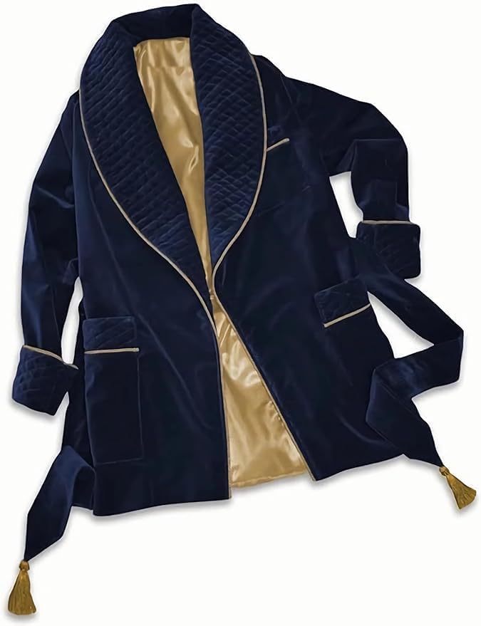 Men's Quilted Smoking Jackets Velvet Smoking Robes Coat Jackets Dinner Party Wear Jackets2