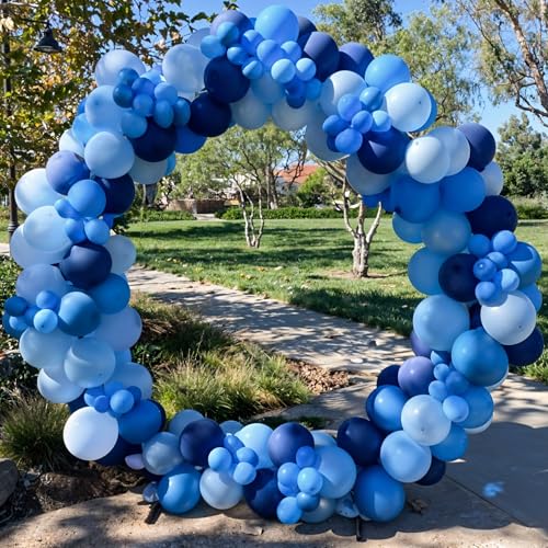 Image of Blue Balloon Set, 60 Packs 12 Inches Metallic Balloons Pearl Macaron Baby Blue Balloon Light Blue Mixed Ballons for Bridal Shower, Boy Baby Shower, Birthday Decorations, Wedding Party