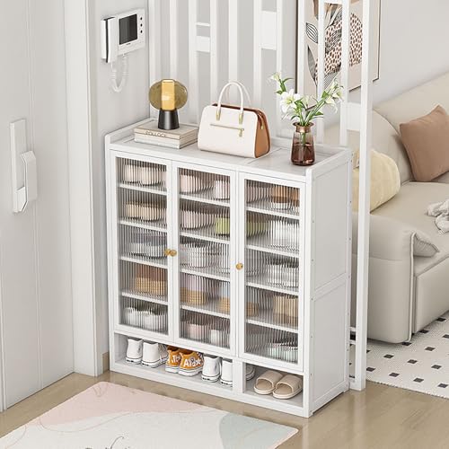 Meuble à chaussures en rotin blanc meuble de rangement fin moderne et compact