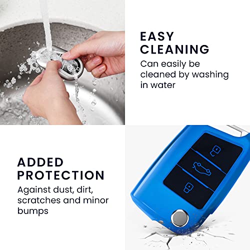 Autosleutelhoes voor VW Golf 7 - TPU beschermhoes - Zwart/Blauw - Afbeelding 6