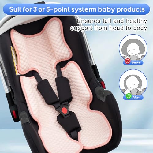 Image of Baby Car Seat Cooling Pad, Mink Dot Carseat Cooler Mat for Girls Boys, Stroller Pad with 3D Breathable Mesh, Multifunctional Infant Insert Liner for Summer