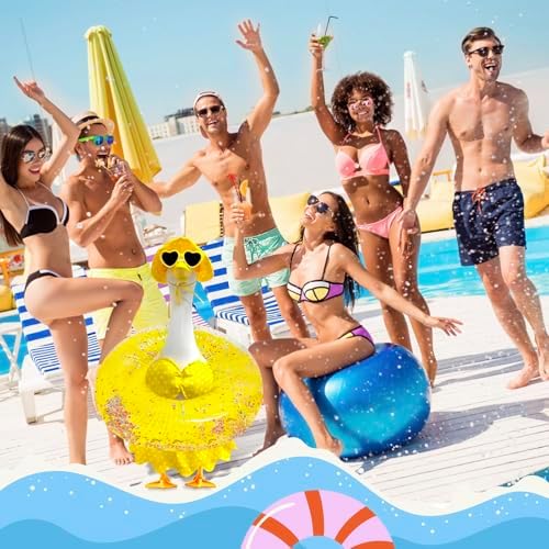 Hawaiian Porch Goose Outfits Summer Bikini Outfit Fits 23" Goose Statue for Cement Yard Decor Cinco De Mayo (Yellow) — view 4