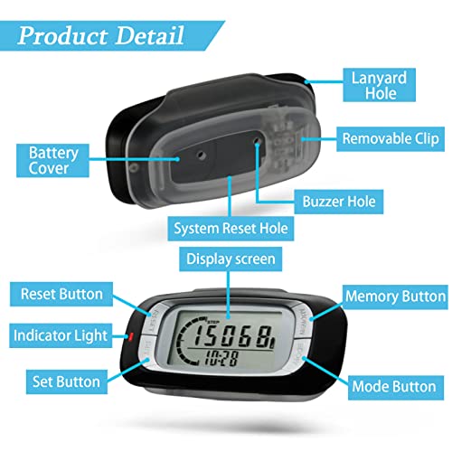 Gzvxuny 3D Schrittzähler Clip On, Einfacher Walking Schrittzähler Ohne App und Handy, Genauer Pedometer für Damen Herren Kinder, Verfolgen Sie Schritte, Kilometer, Kalorien und Aktivitätszeit