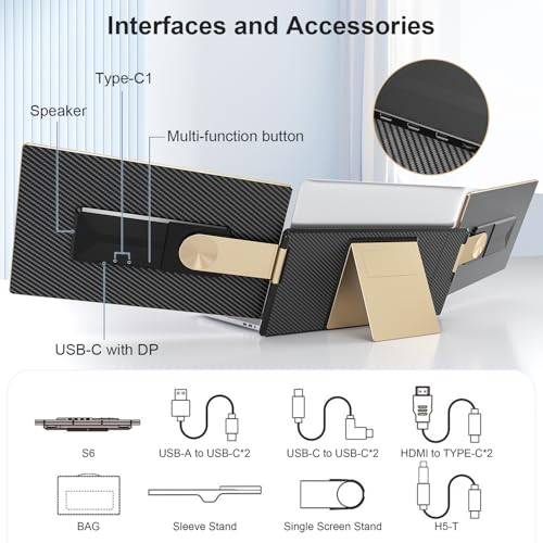Image of Laptop Screen Extender, 15.6 inch FHD 1080P Triple Portable Monitor Ultra-Slim Laptop Monitor Extender for 13 inch-17.3 inch with Speakers, HDMI /USB-C Plug-Play Extended Screen for Windows Android