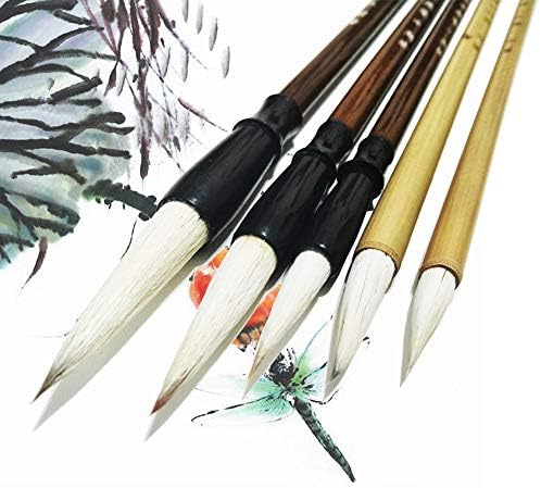 Juedi Chinese Calligraphy Brush Set Chinese Brush Set Watercolor Sumi Drawing Brush Writing Painting Pack of 5