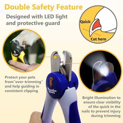 LED Dog Nail Clippers with Light, Trimmers with Protective Guard, Quick Sensor, Safety Lock and Nail File - Suitable for Large and Small Dogs & Cats (Blue, LED) - Image 6