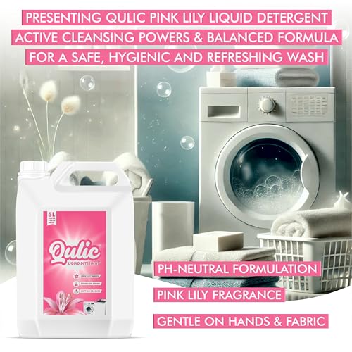 Image of Qulic Breeze Liquid Detergent 10 Litre | Laundry Liquid Detergent for Washing Machine Advanced Formulated with Pink Lily Fragrance | For Top Load & Front Load - 5 l (Pack of 2)