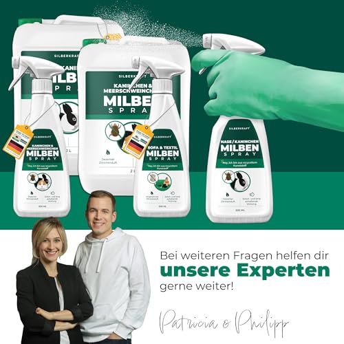 Silberkraft Milbenspray Hase Kaninchen 500ml - Effektives Anti Milben Spray für Nager - Milbenbefall behandeln bei Kaninchen Hasen Meerschweinchen