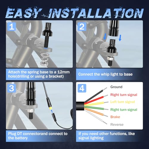 Image of 2 Pack 1FT COB LED Whip Lights, Fastchoy Auto UTV Whip Lights with App & Remote Control, Spiral RGB Chasing Lighted Whips for Side by Side UTV ATV RZR SXS Can-Am Polaris Offroad Truck