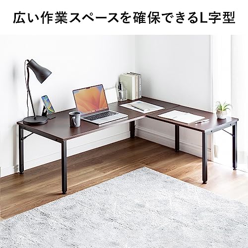 サンワダイレクト ローデスク L字 高さ調整 38～50cm 幅120cm ダークブラウン 100-DESKL019M [2]