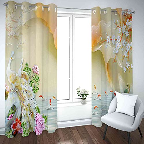 Insonorisation rideau occultant paon étang lotus 264x160 cm - 4