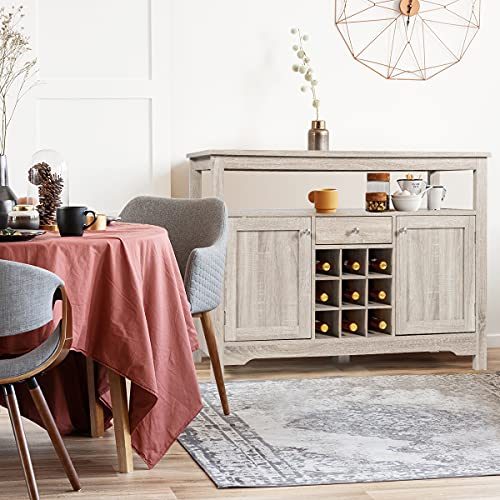 Petsite Sideboard Buffet Cabinet With Storage, Wine Rack, Open Shelf, 2 Cabinets & Drawer, Wood Accent Coffee Bar Station Console Tables For Home Kitchen, Living Room, Entryway #TOP6