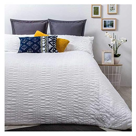 Funda Nordica Seersucker Blanco. Cama de 150 (240 X 220 cm). Tejido BAMBULA. Color Blanco. Cierre con Cremallera