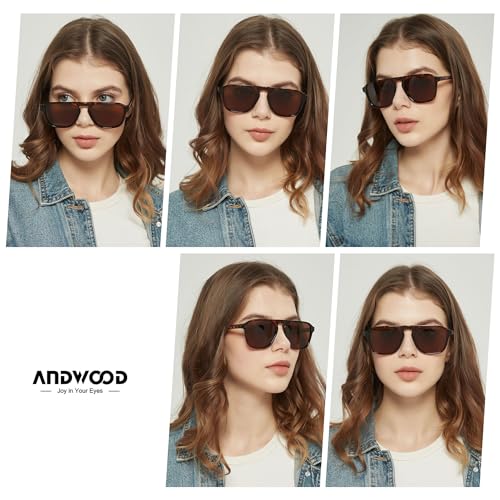 ANDWOOD Square Aviator Sunglasses Polarized Mens Womens UV Protection Sun glasses4