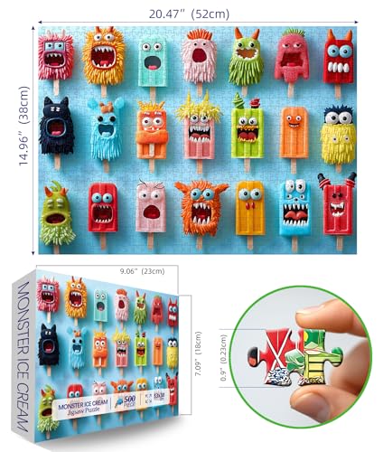 500 piece puzzles for adults funny colorful monster ice cream jigsaw puzzles 500 pieces cute food family puzzle challenging family puzzle games gift for adults 2134x1534
