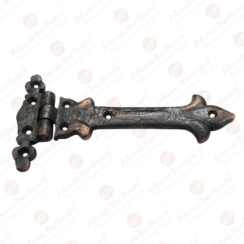 Image of Adonai Hardware Adonijah Antique Cast Iron Strap T Hinge (6 inch X 2 Pack, Oil Rubbed Bronze) for Barn Doors, Gates, Kitchen Cabinets, Sheds, Wooden Box, Furniture, Cedar Chest and Trunks