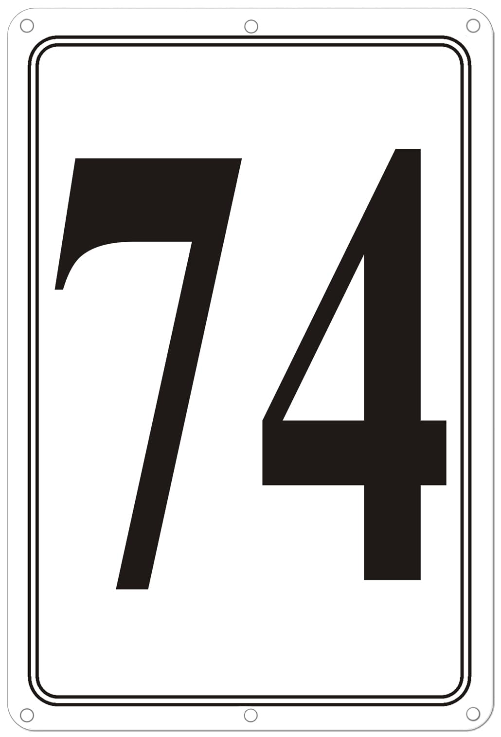 Premium Aluminum Number Signs 74, Metal 12" X 8" Numbered Signs Outdoor for Parking Lots, Floor, Dock, Court, Aisle, Field, High Visibility, No Fade, Weather-resistant