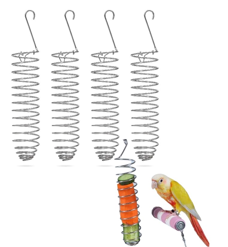 4 Pack Stainless Steel Millet Holder for Parrot Cage, 16CM