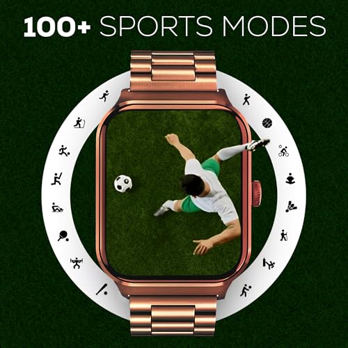 Image of PunnkFunnk Nexoro 2.01 inch Smartwatch for Men & Women Bluetooth Call, Heart Rate, SpO2, Sleep & 100+ Sports Modes, IP68 Waterproof, Compatible with Android & iPhone (Metal Gold)