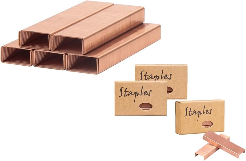 3000 Rose Gold Staples 26/6 Standard Colored Staple Refill for Desk Stapler, 1000 Per Pack, Total 3 Pack Staples (Rose Gold)