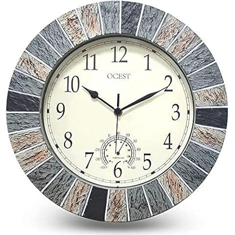 Reloj de pared OCEST para exteriores con termómetro integrado Cover