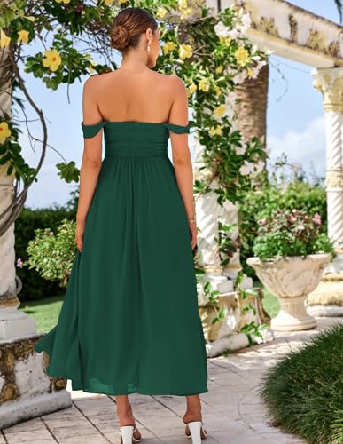 Image of GRACE KARIN 2026 Women's Summer Floral Wedding Guest Dress,Beach Flowy A Line Maxi Off Shoulder Bridesmaid Dresses