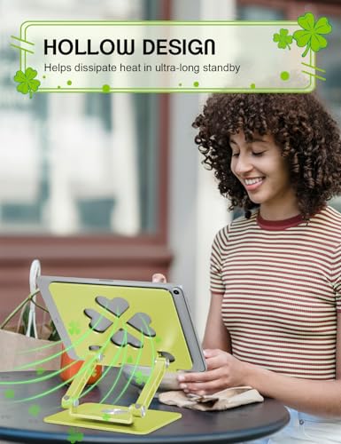 Image of Tablet Stand for iPad,360 Rotating Desktop Holder - Aluminum Adjustable & Foldable Desk Holder for iPad Pro 12.9 /11,Air 10.9,Samsung Tab S9,Portable Home /Office,Gift for Adults,Teens (Green)