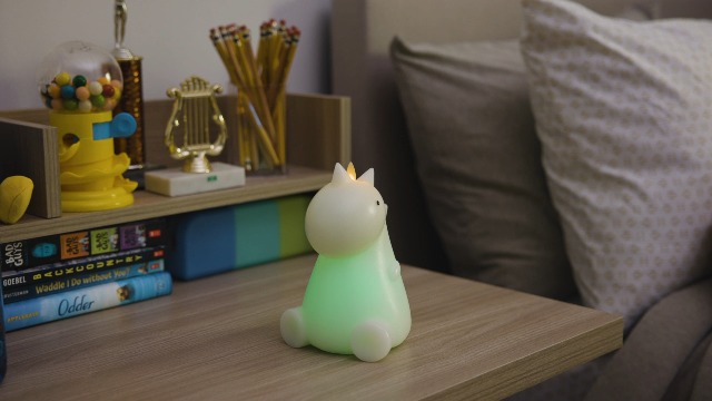 Image of Luminara Flameless Dinosaur Figural Color Changing LED Candle, 5.7 inch x 6.7 inch, Real Wax Moving Flame Battery Operated w / 18 Button Remote, Unscented Safe