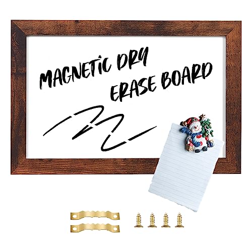 Okydoky Pizarra blanca magnética con marco de madera marrón oscuro, pizarra blanca con borrado en seco, pizarra blanca grande para escuela, hogar y oficina (BB-BN-2030).DE